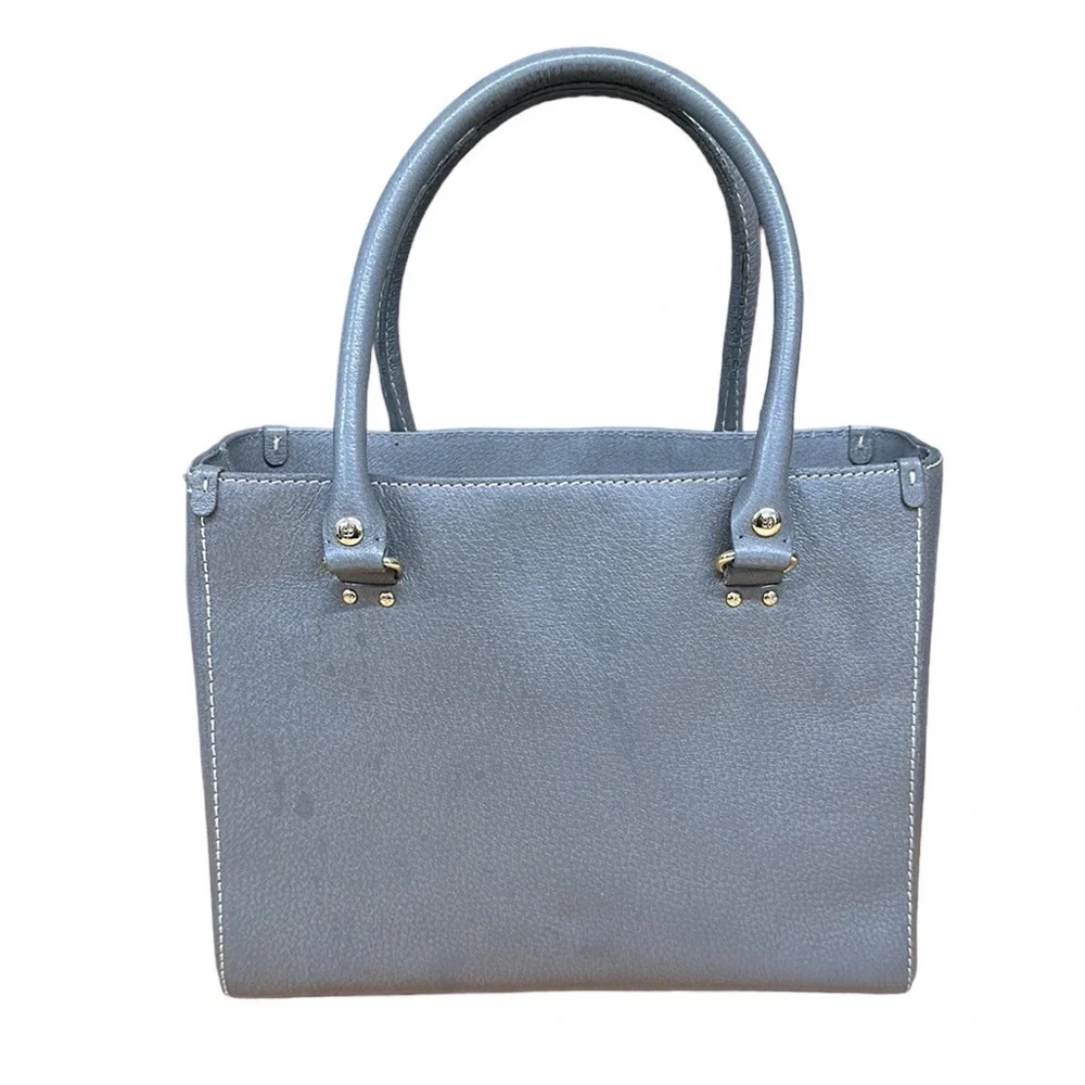 KATE SPADE Quinn Tarrytown Gray Marbled Leather Tote Purse Handbag 11.25